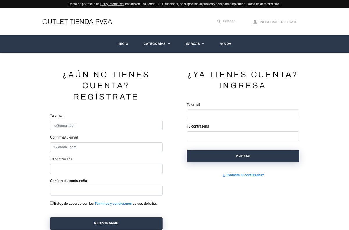 Registro e ingreso al outlet